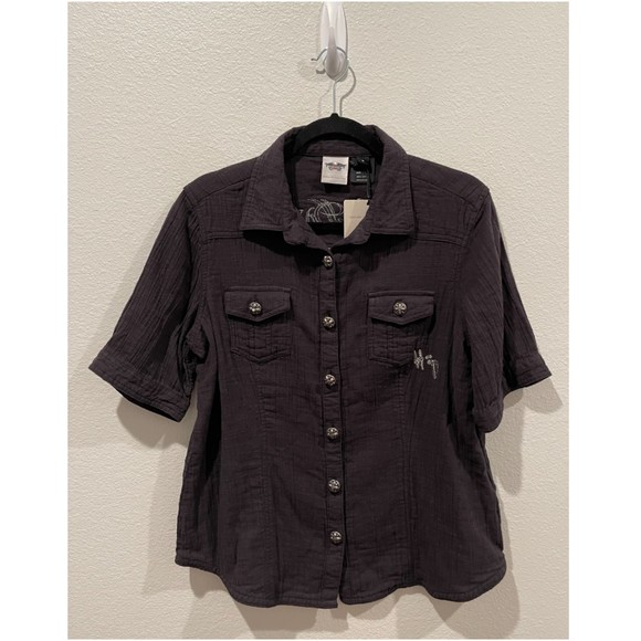 HARLEY DAVIDSON Black Short Sleeve Skull Shirt - Picture 1 of 4